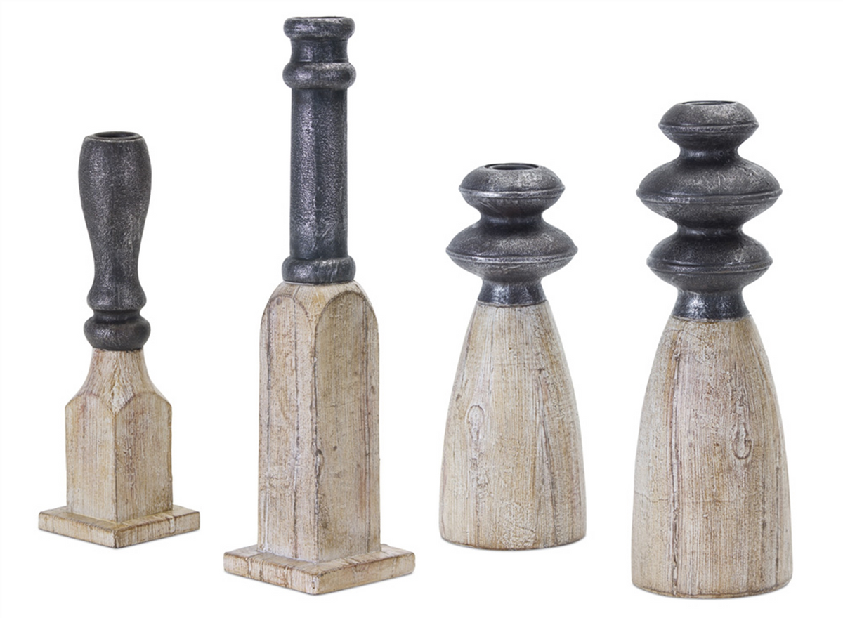Contemporary Assorted Candle Holder Sticks (Set of 4) -Ship Only