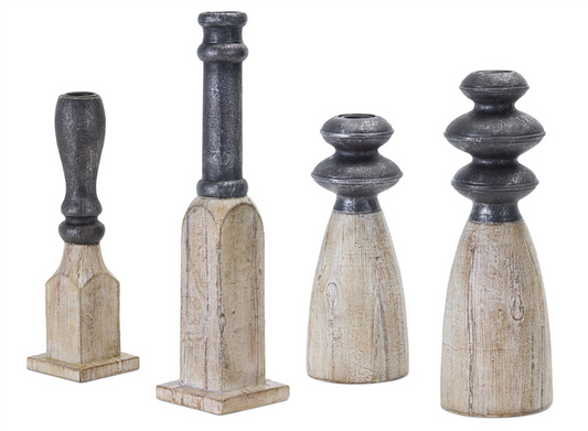 Contemporary Assorted Candle Holder Sticks (Set of 4) -Ship Only