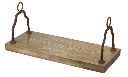 What a Wonderful World Wood Garden Swing with Metal Handles 23.5"L -Ship Only