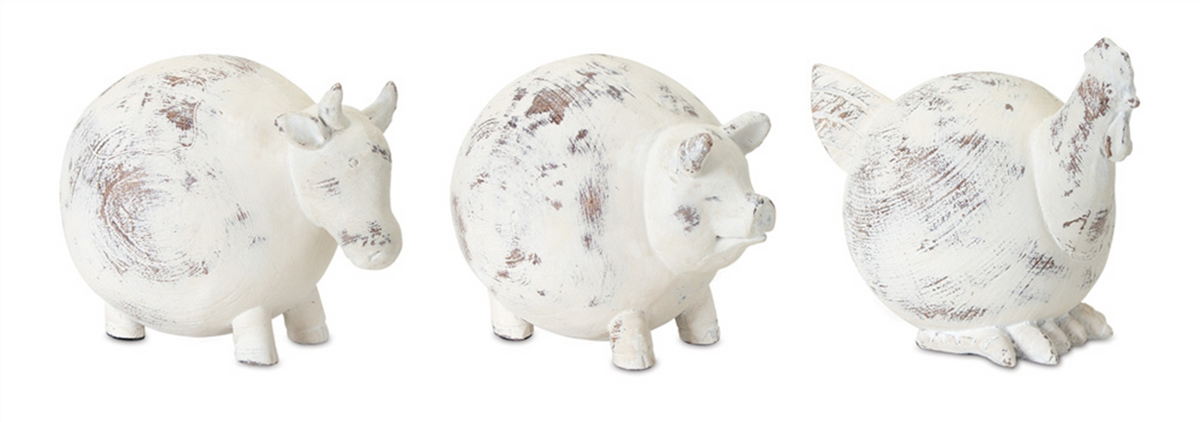 Weathered Stone Farm Animal Figurine (Set of 3) -Ship Only