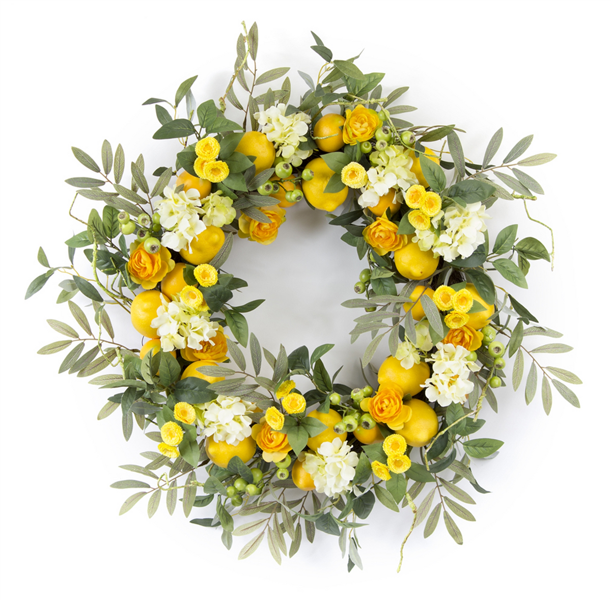 Lemon Floral Wreath 28"D -Ship Only