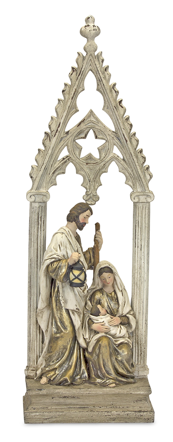 Holy Family Nativity Arch with Gold Finish 23.25"H -Ship Only
