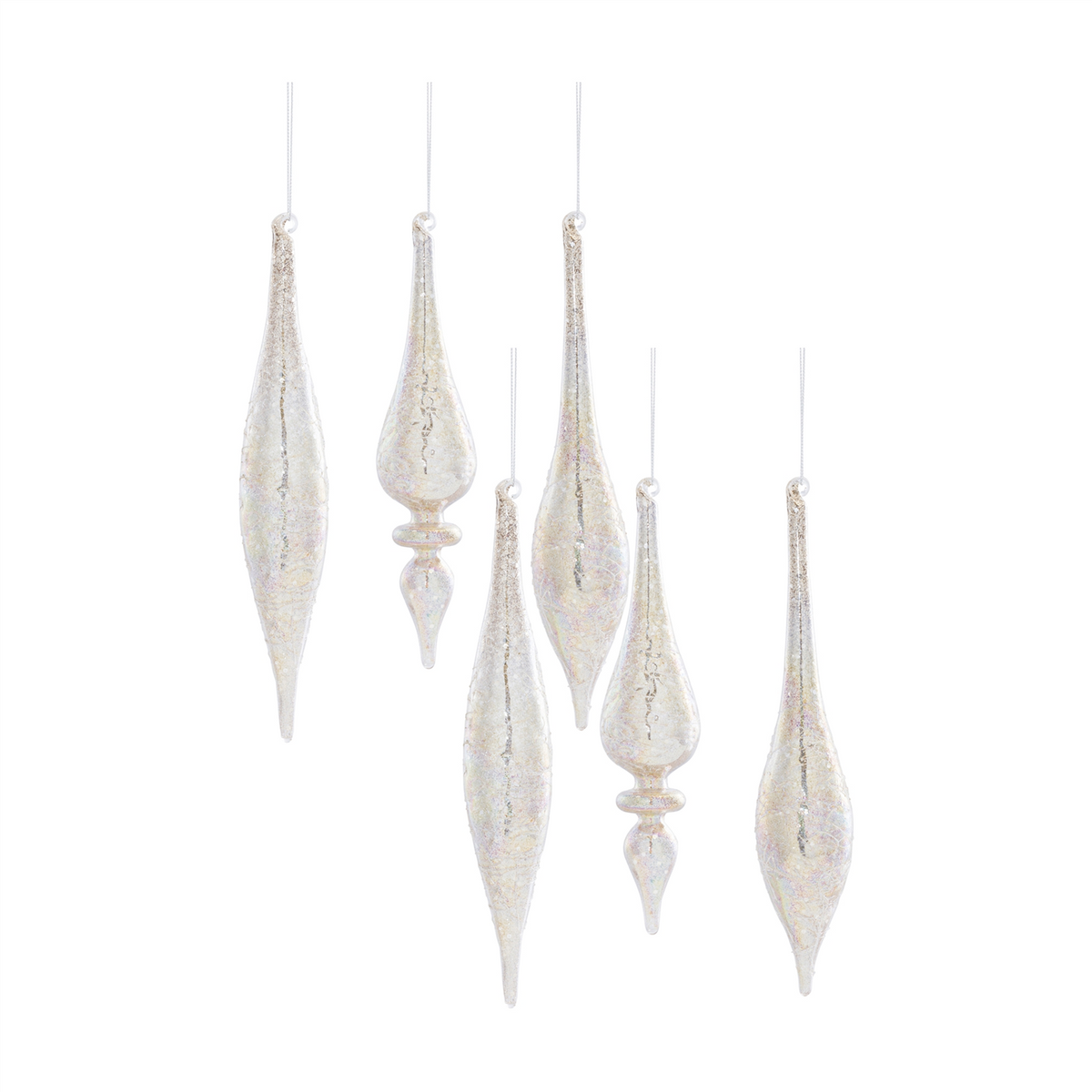 Champagne Jeweled Glass Drop Ornament (Set of 6) -Ship Only