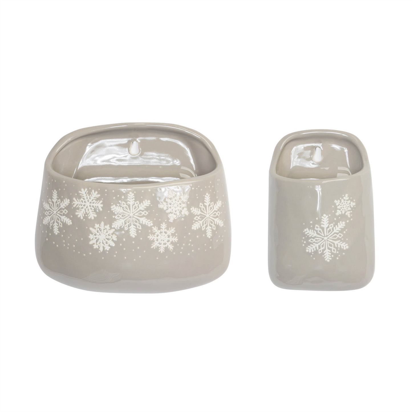 Stoneware Wall Pocket with Snowflake Design (Set of 2) -Ship Only