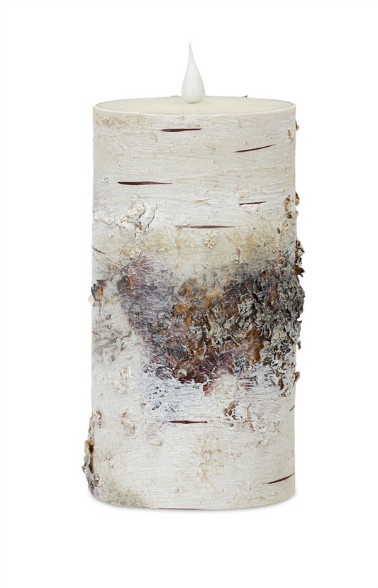 LED Birch Candle 3.5"D x 7"H (with Remote) -Ship Only