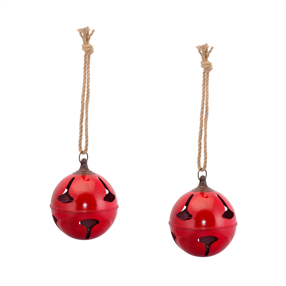 Red Metal Sleigh Bell with Jute Hanger (Set of 2) -Ship Only