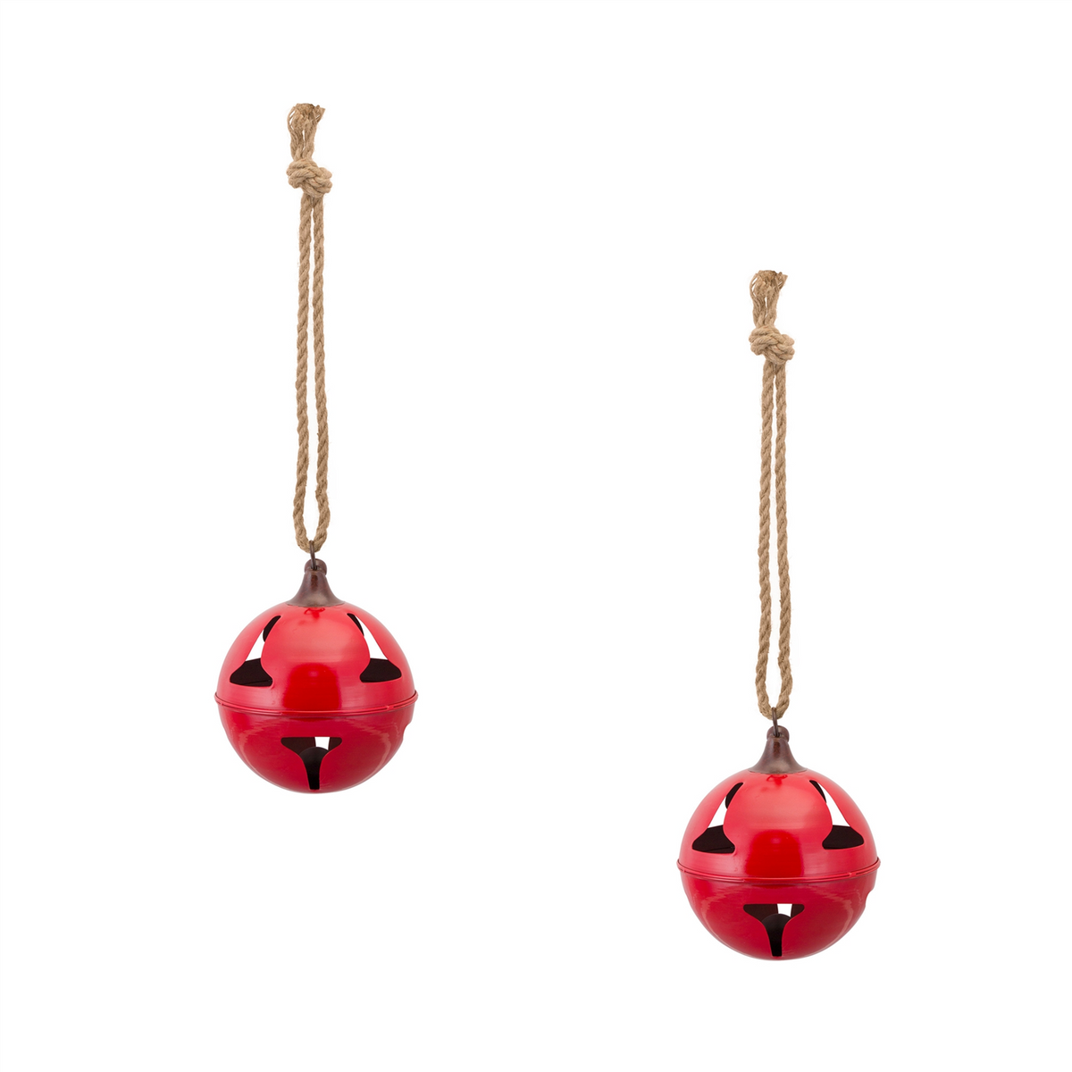 Red Metal Sleigh Bell with Jute Hanger (Set of 2) -Ship Only