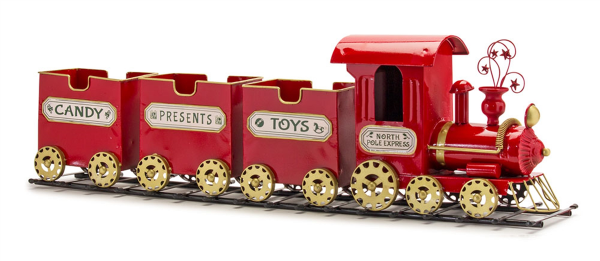 Metal Toy Train on Track Display 37"L -Ship Only