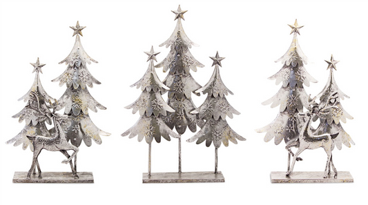 Tree and Deer (Set of 3) 15.5"L x 23.5"H, 15.25"L x 25.5"H Metal -Ship Only