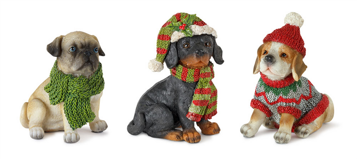 Winter Dog (Set of 12) 3.5”H Resin -Ship Only