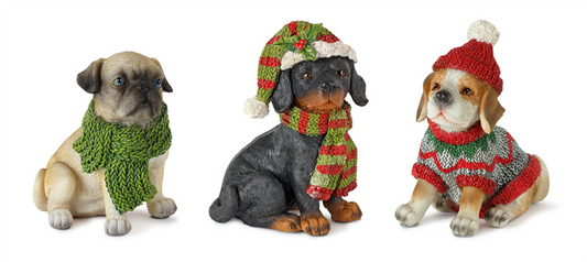 Winter Dog (Set of 12) 3.5”H Resin -Ship Only