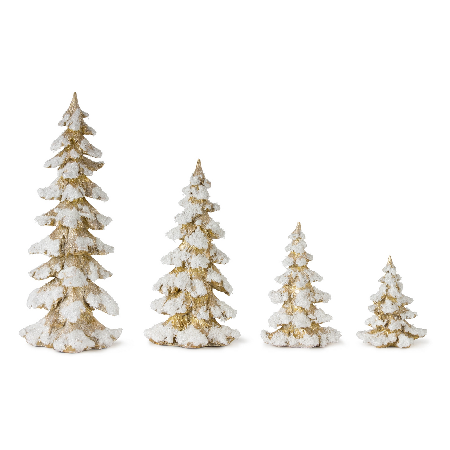 Gold Flocked Pine Tree Decor (Set of 4) -Ship Only