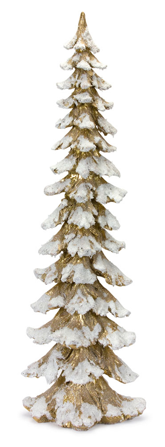 Gold Flocked Pine Tree 34.5"H -Ship Only