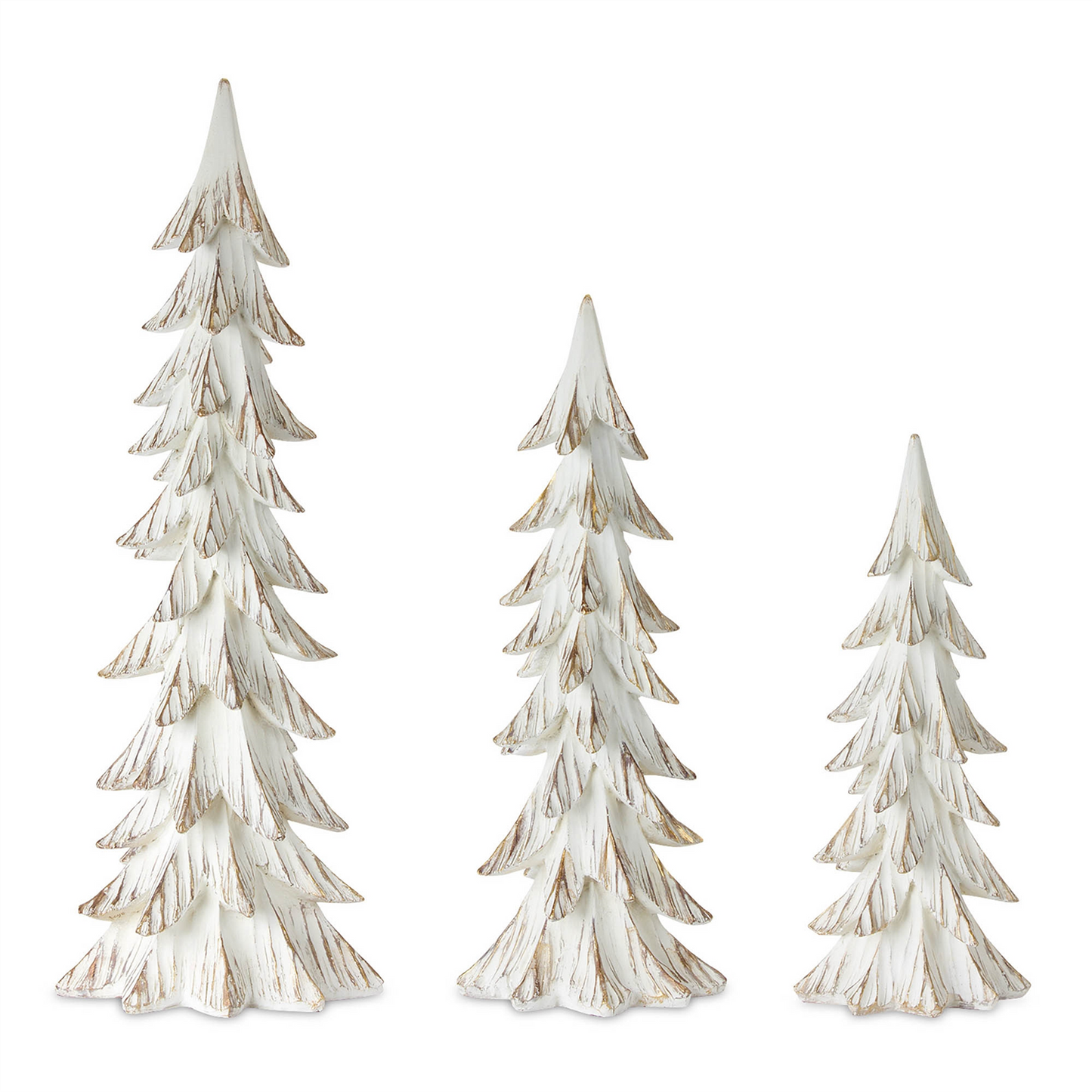 Carved Wood Design Pine Tree Decor (Set of 3) -Ship Only