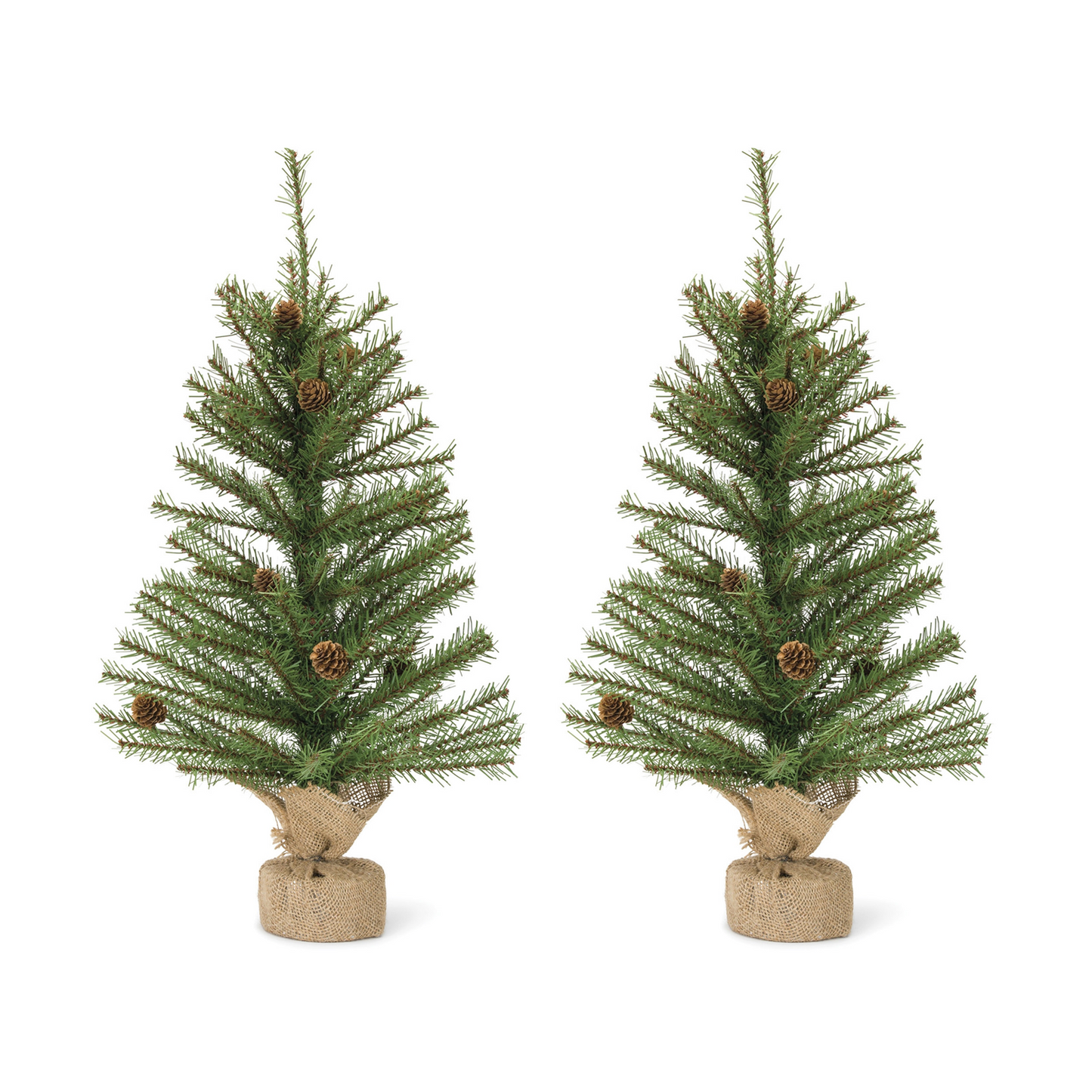 Mini Pine Tree with Burlap Bag Base and Pinecone Accents (Set of 2) -Ship Only