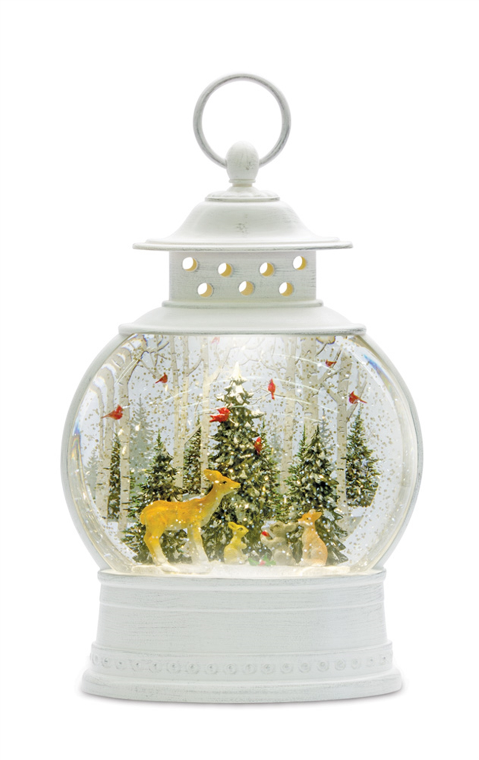 LED Snow Globe Ball with Woodland Deer Scene 11.5"H -Ship Only