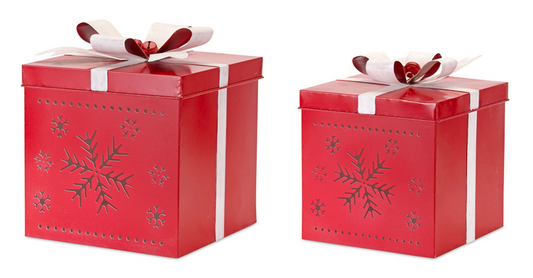 Present (Set of 2) 11.5"H, 13.5"H Iron -Ship Only