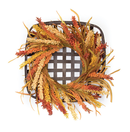 Wreath and Wicker Wall Decor 20"SQ -Ship Only
