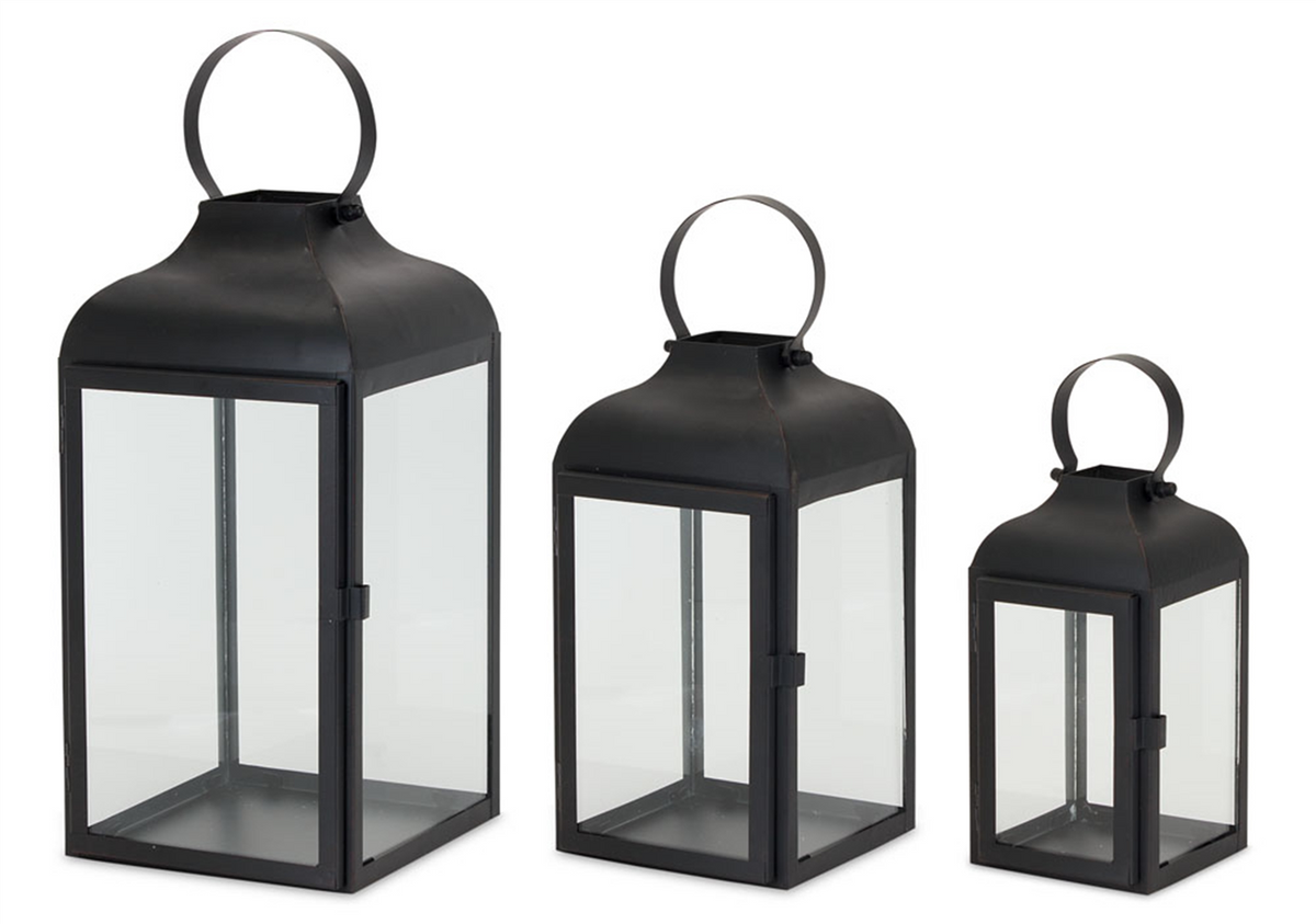 Modern Black Metal Lantern (Set of 3) -Ship Only