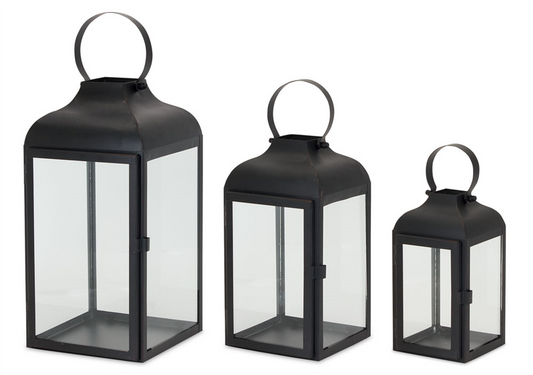 Modern Black Metal Lantern (Set of 3) -Ship Only