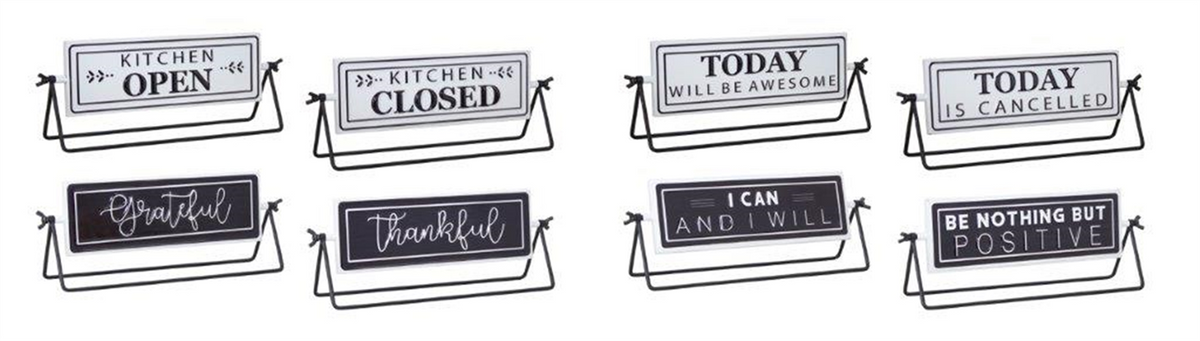 Reversable Sentiment Sign with Stand (Set of 4) -Ship Only