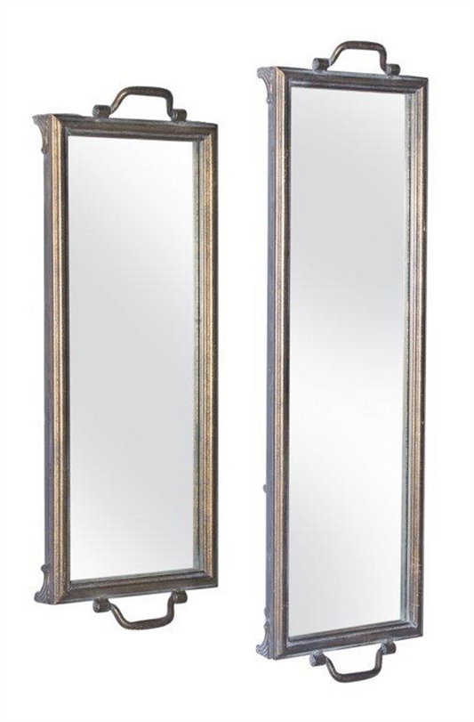 Mirror Tray (Set of 2) 22.25"L x 8"W, 28.25"L x 8.25"W Iron/Glass -Ship Only