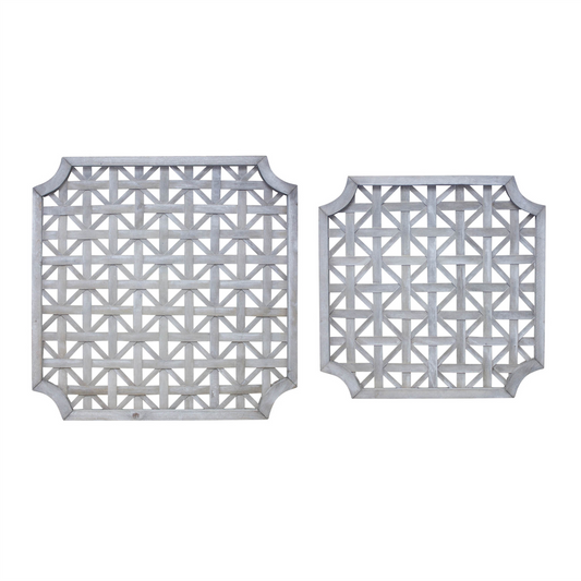 Woven Wood Square Wall Hanging (Set of 2) -Ship Only