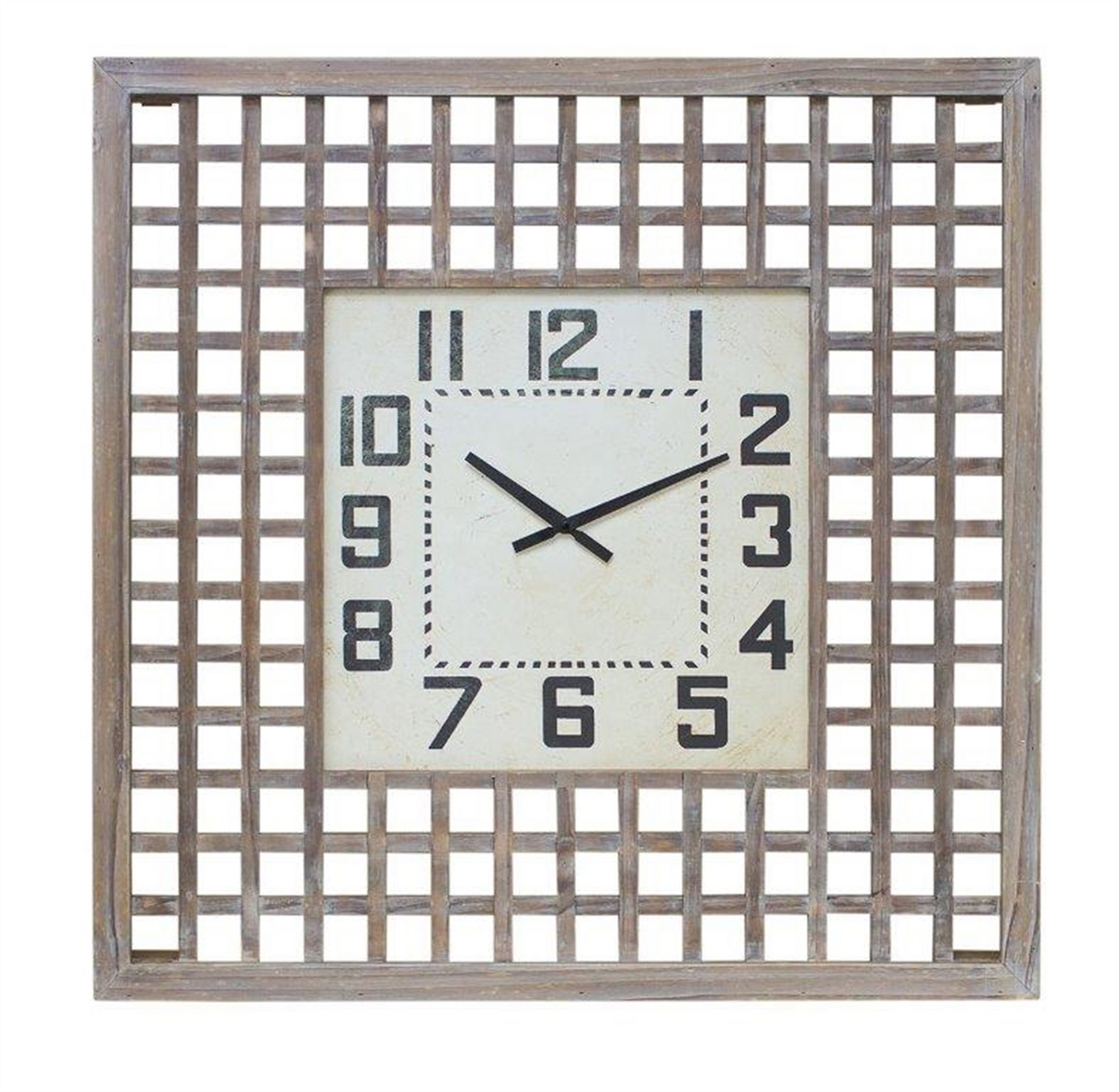 Lattice Wood Wall Clock 29.5"SQ -Ship Only