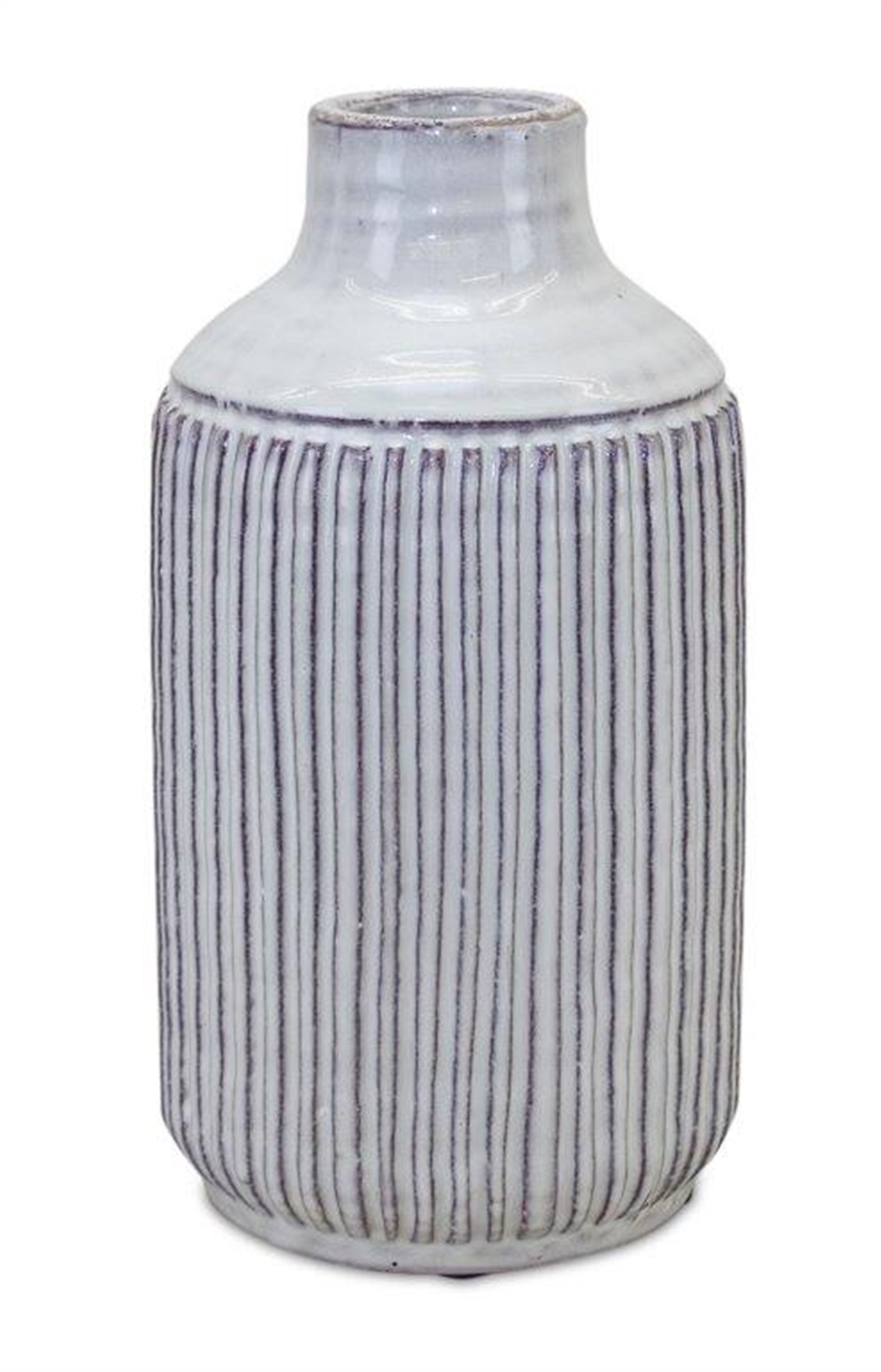 Rustic Ribbed Terra Cotta Vase 12.25"H -Ship Only