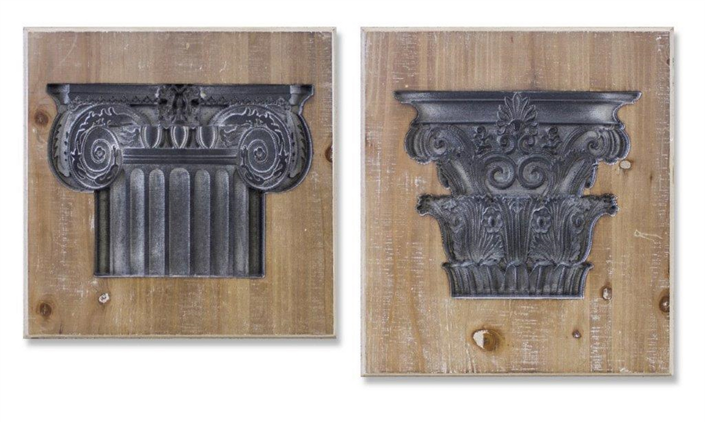 Vintage Pillar Design Wall Plaque (Set of 2) -Ship Only