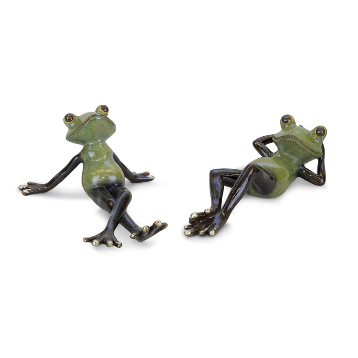 Lounging Garden Frog Figurine (Set of 2) -Ship Only