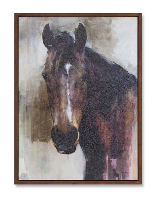 Wood Framed Horse Canvas Painting 31.5"H -Ship Only