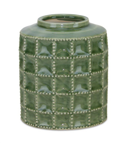 Sage Green Terra Cotta Vase 6.75"H -Ship Only