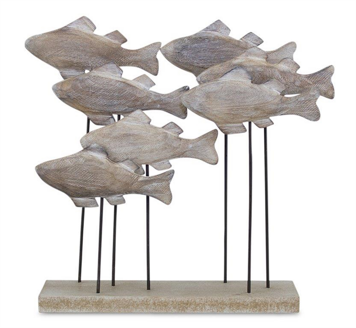 Wooden Fish School Sculpture 9.75"L -Ship Only
