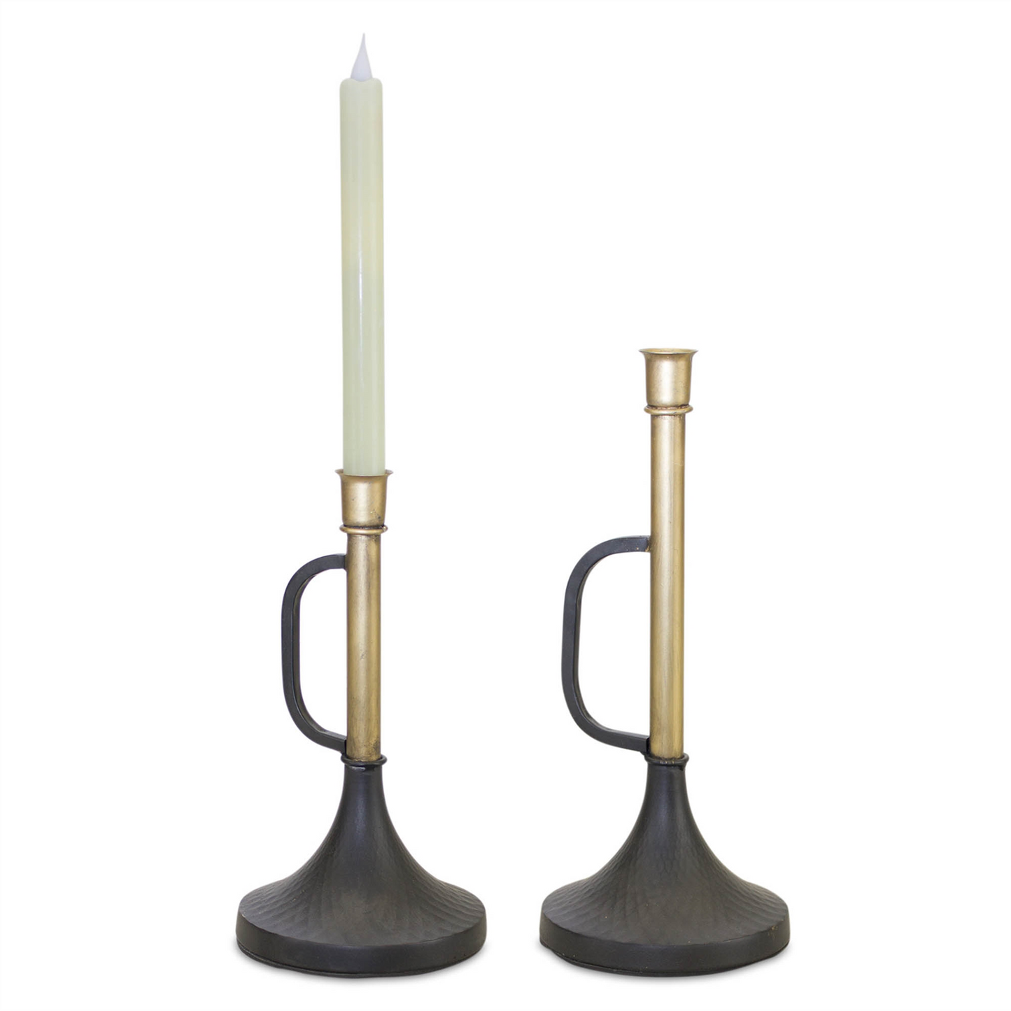 Metal Trumpet Taper Candle Holder (Set of 2) -Ship Only