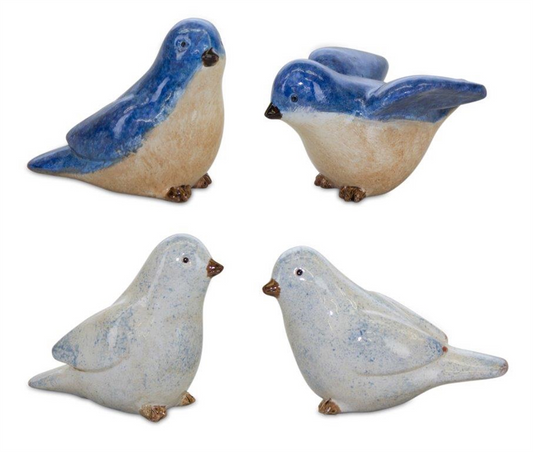 Blue Birds Sitting Figurine (Set of 4) -Ship Only