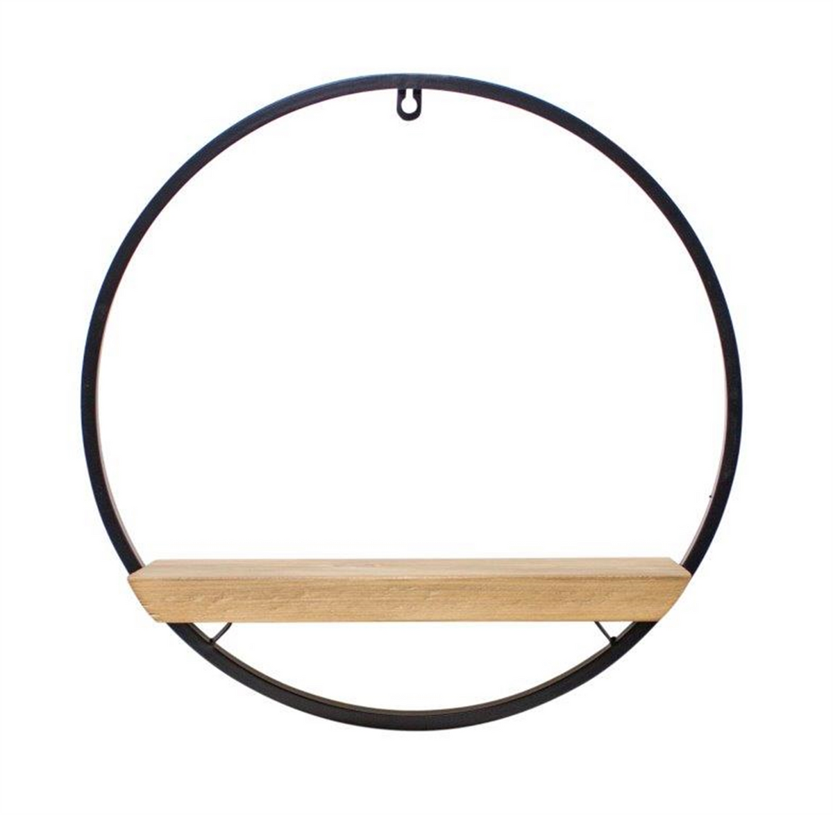 Wood Circle Shelf in Metal Frame 17.5"D -Ship Only