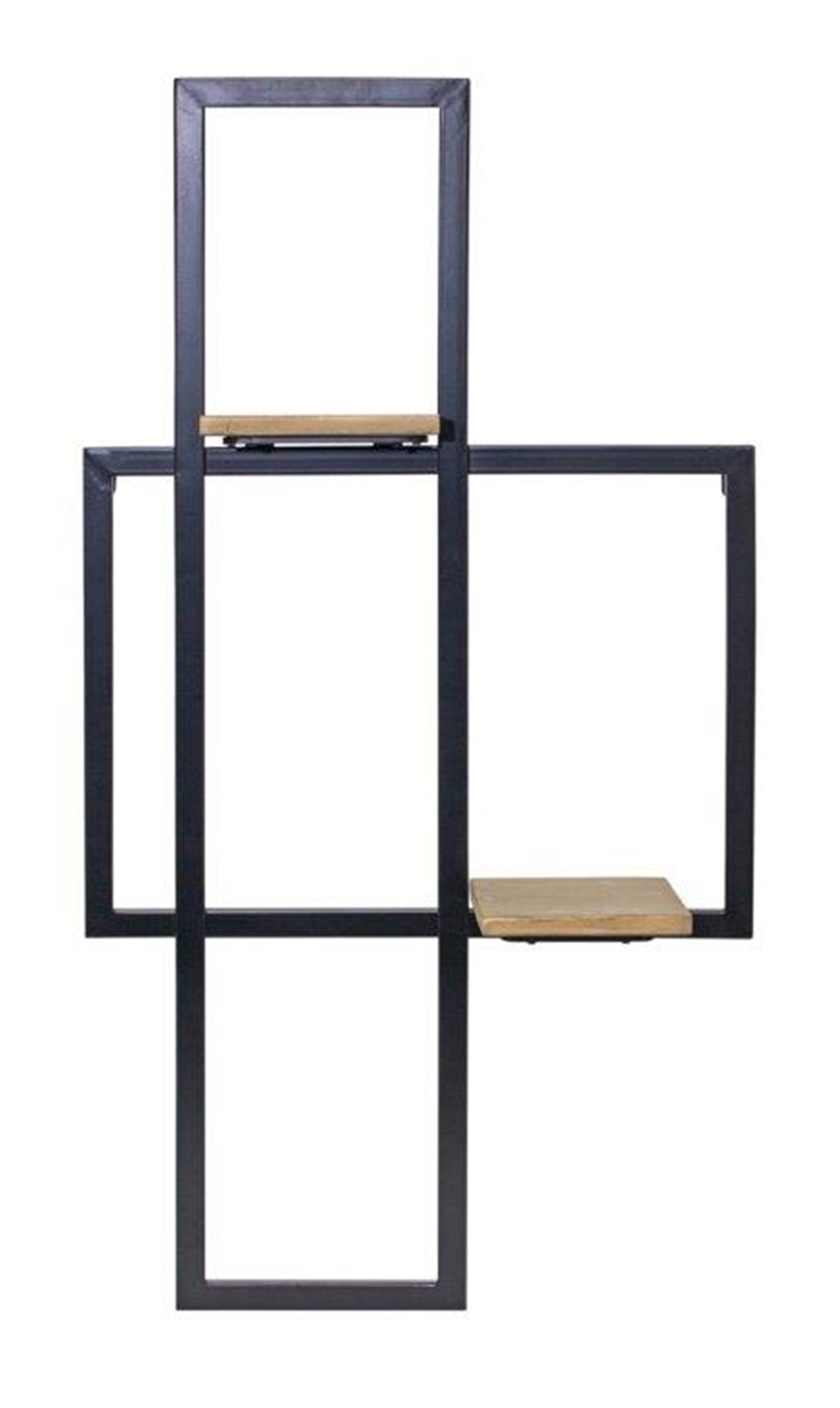 Iron Metal Wall Hanging with Wood Shelves 33.5"H -Ship Only