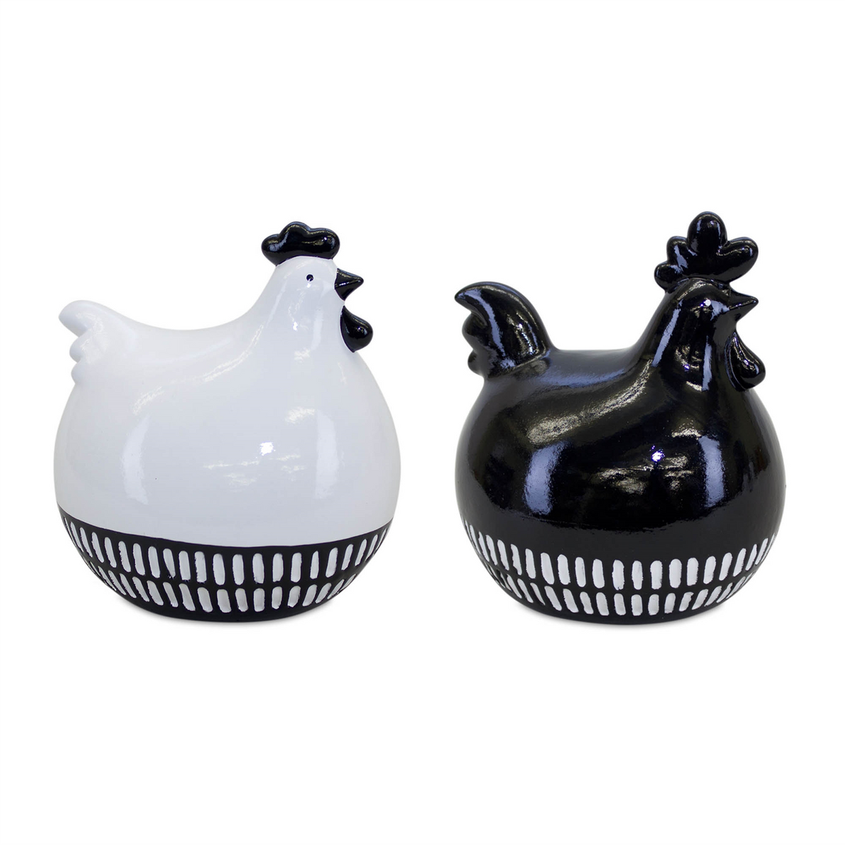 Modern Black and White Chicken Decor (Set of 2) -Ship Only