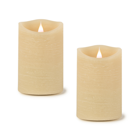 Simplux LED Designer Candle with remote (Set of 2)  4 and 8 Hr Timer 3.5" x 5.5"H Wax/Plastic -Ship Only