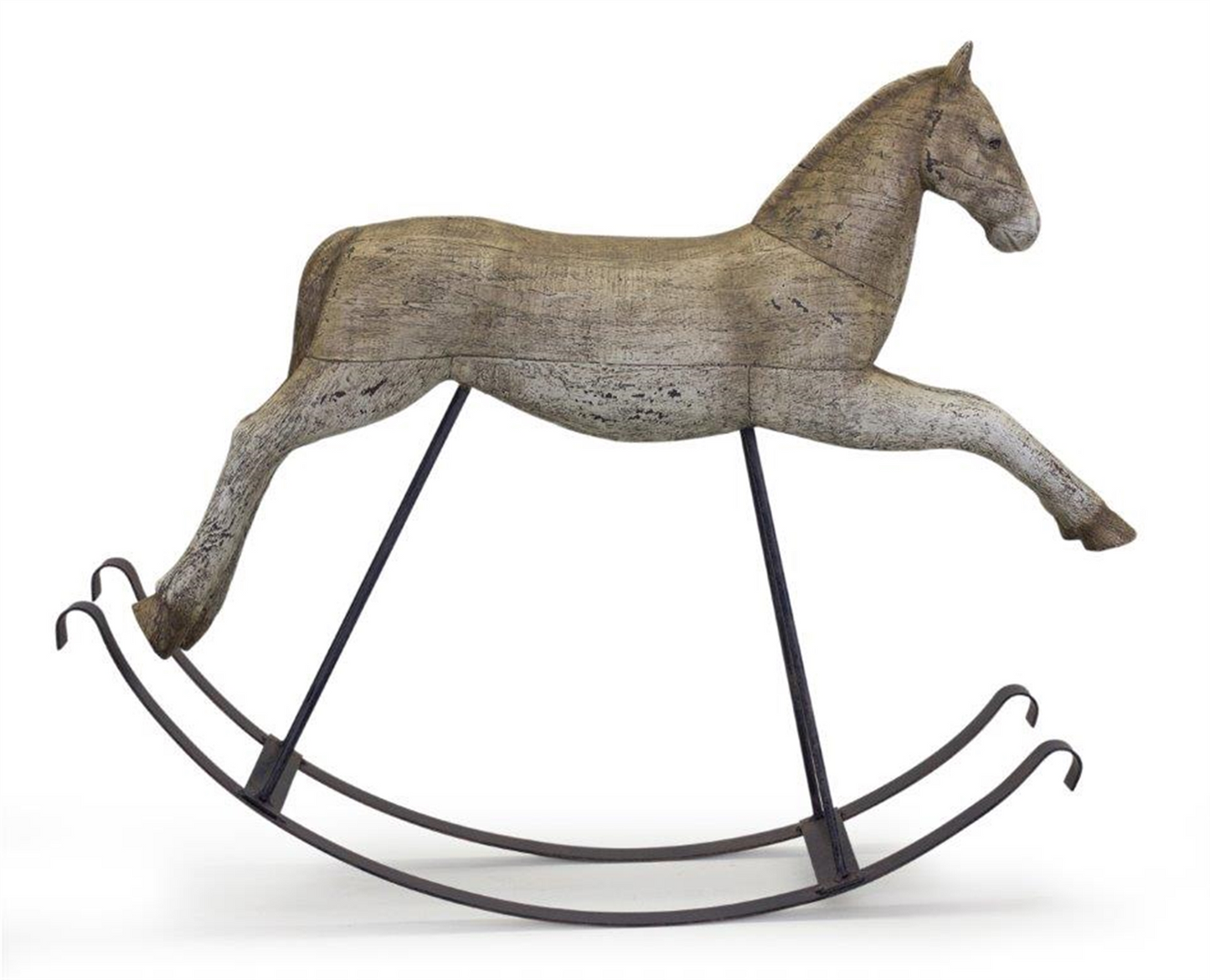 Rustic Rocking Horse Decor with Metal Stand 22.25"L -Ship Only