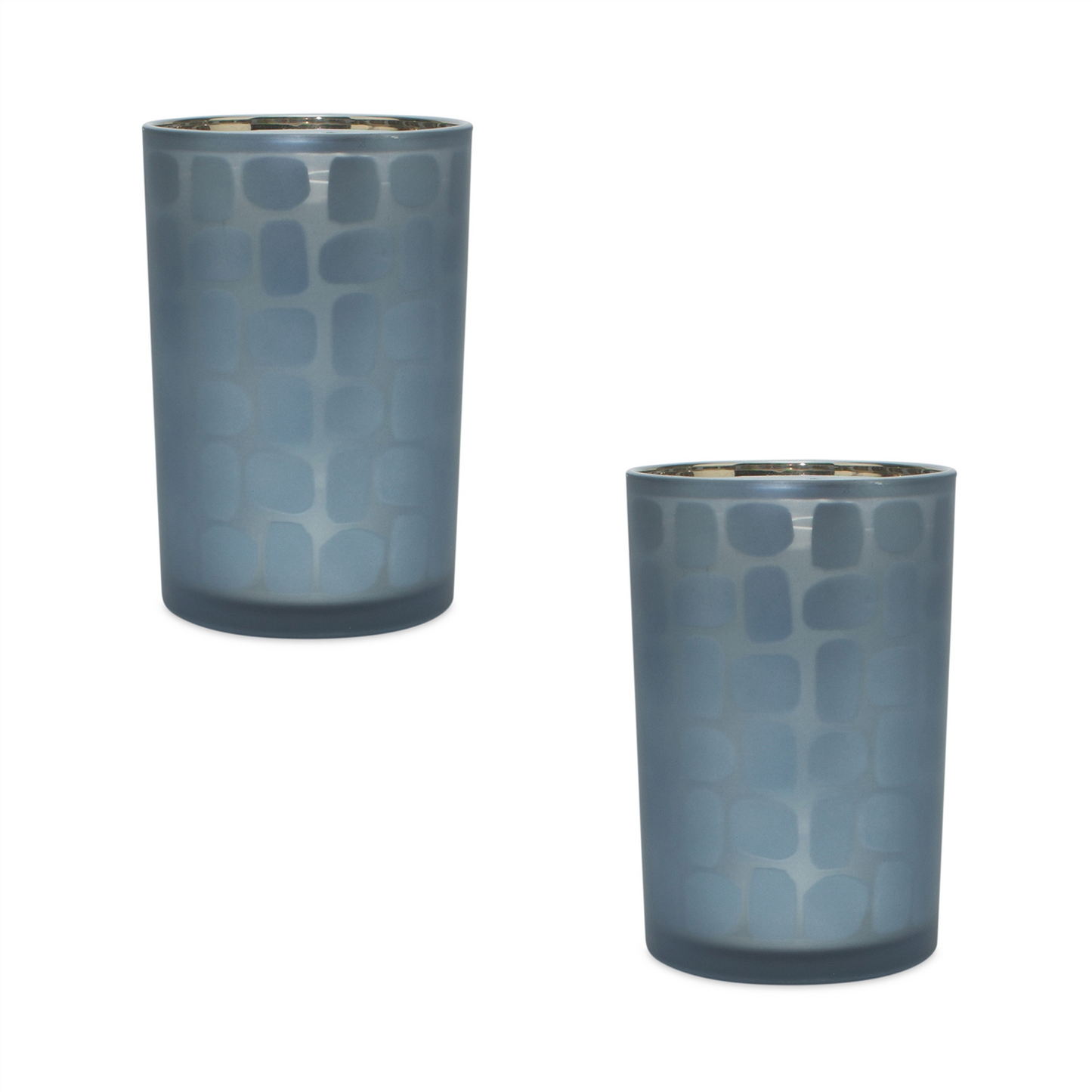 Navy Frosted Glass Candle Holder (Set of 2) -Ship Only
