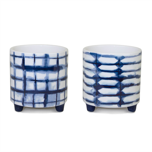 Tie-Dye Design Footed Planter (Set of 2) -Ship Only