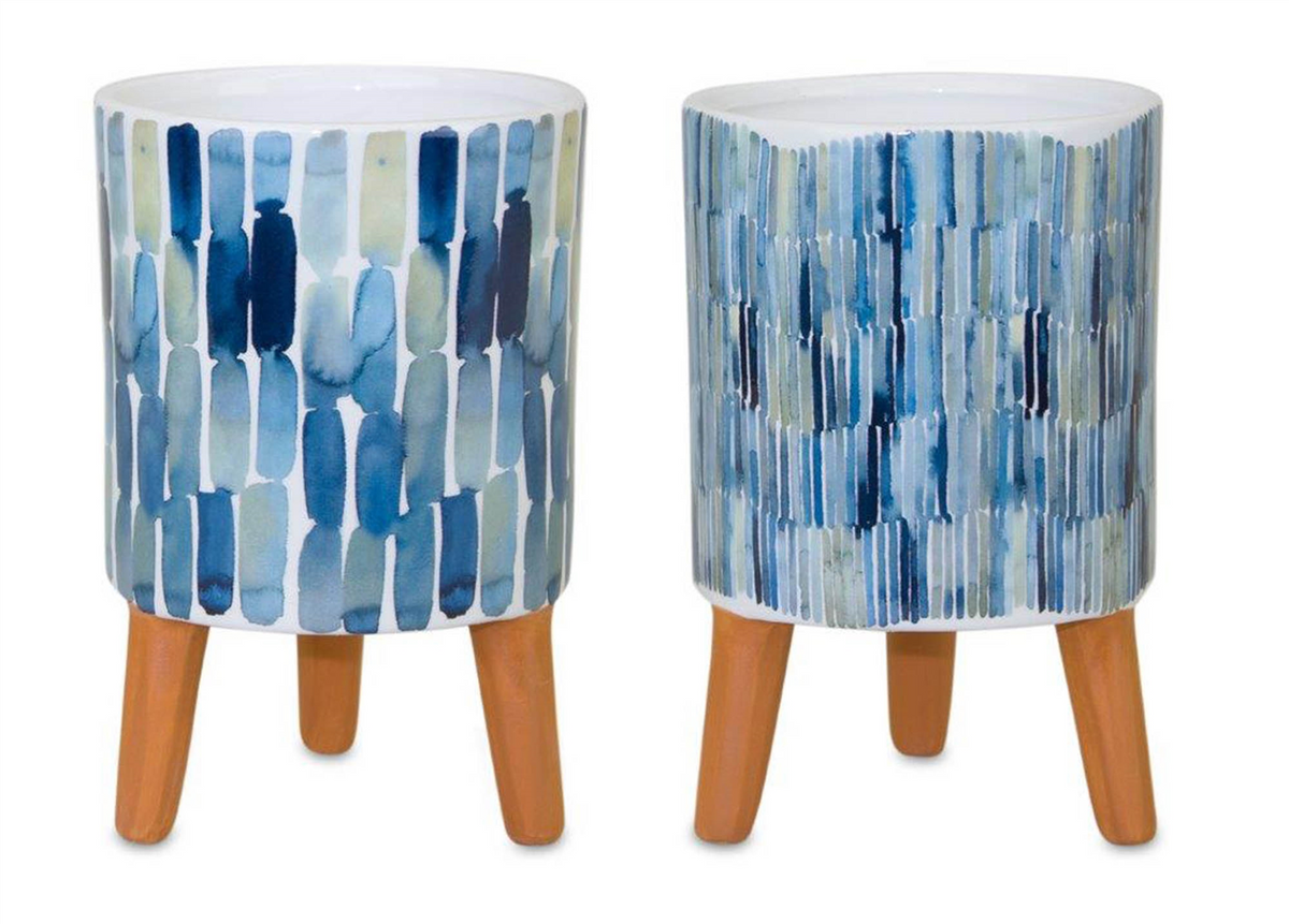 Watercolor Planter with Terra Cotta Legs (Set of 2) -Ship Only