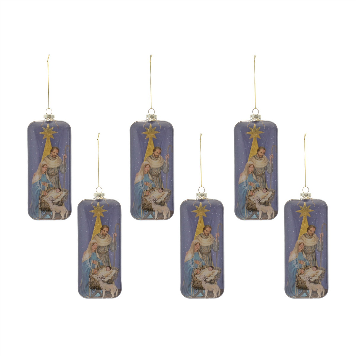 Nativity Ornament (Set of 6) 8”H Glass