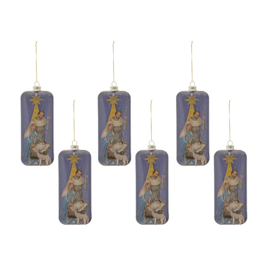 Nativity Ornament (Set of 6) 8”H Glass -Ship Only
