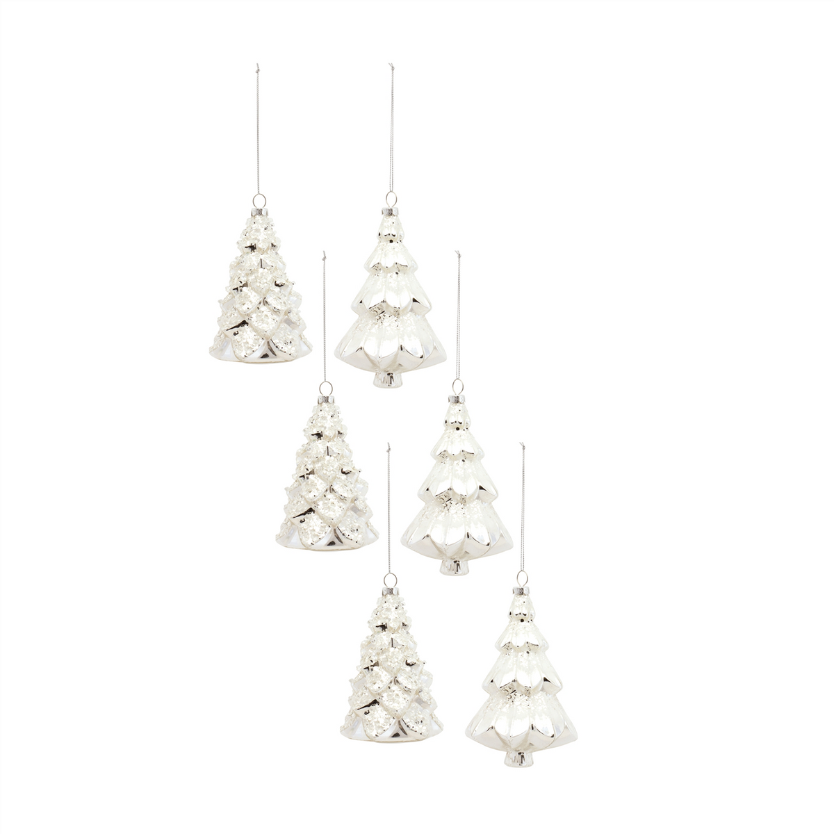 Tree Ornament (Set of 6) 5"H, 5.75"H Glass -Ship Only