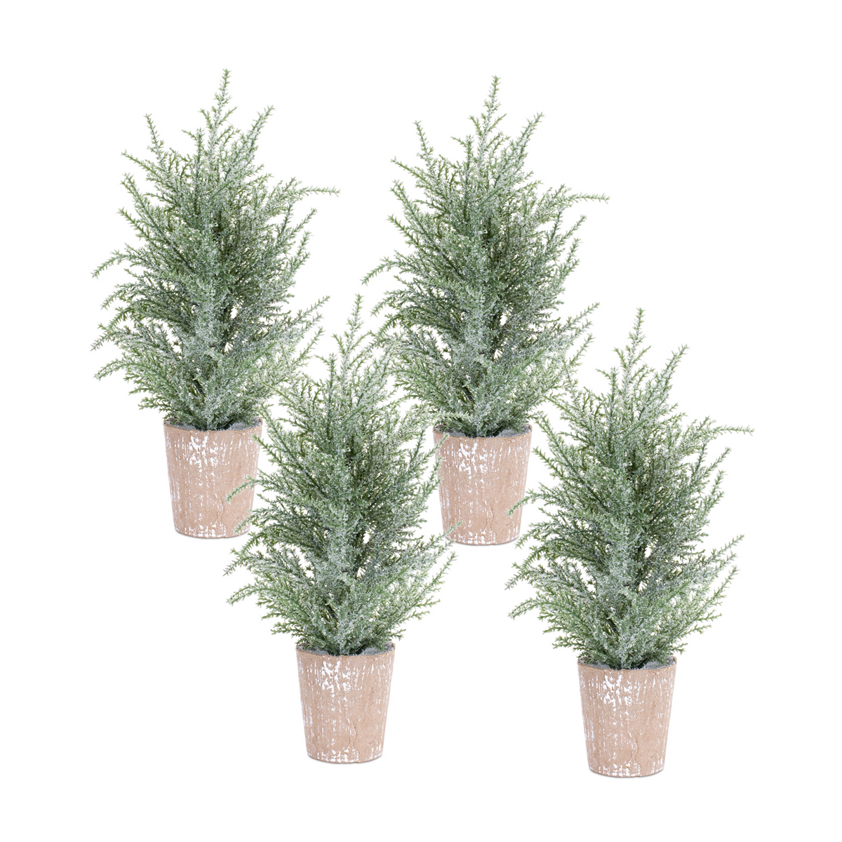 Frosted Holiday Pine Tree in Paper Pot (Set of 4) -Ship Only