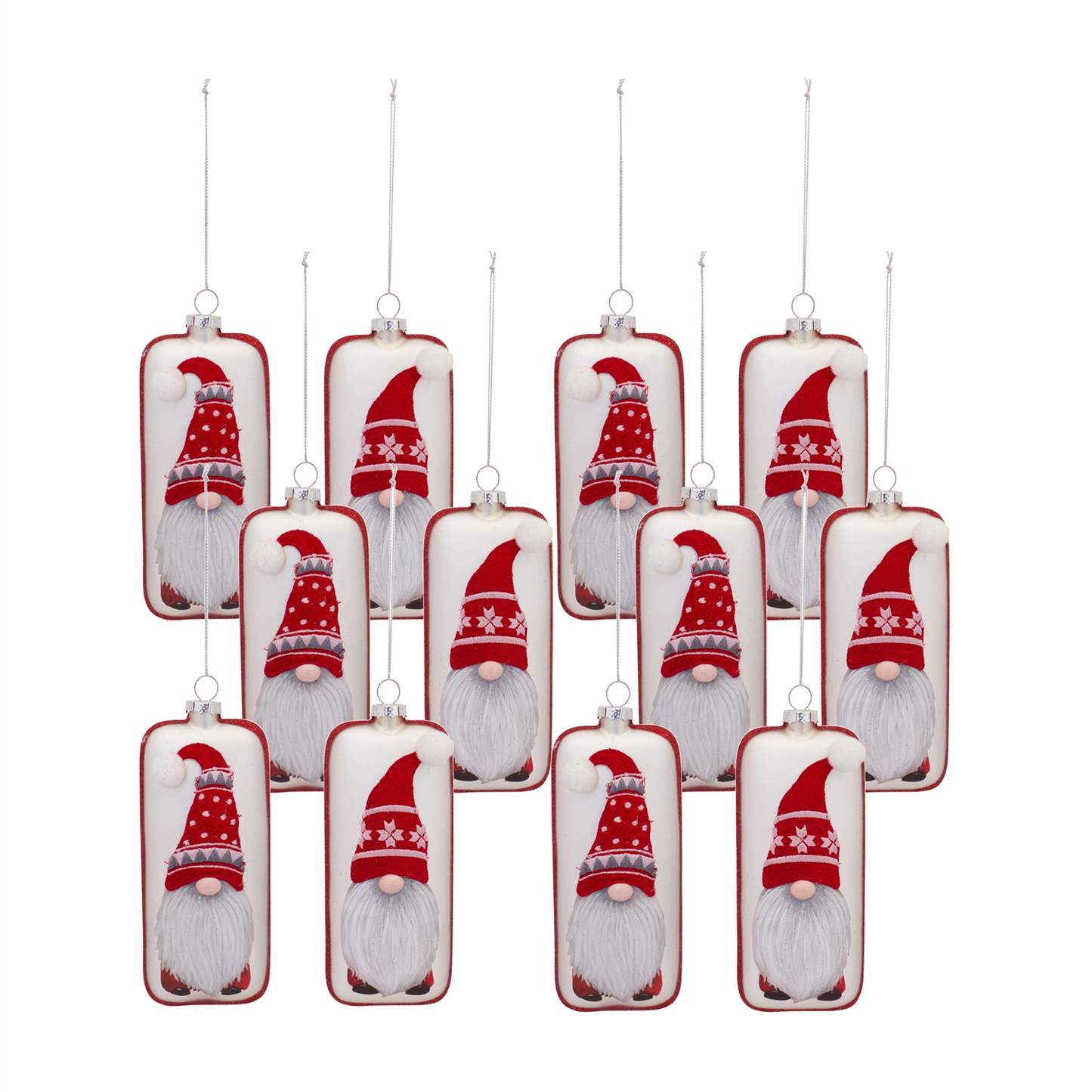 Glass Snowflake Gnome Tree Ornament (Set of 12) -Ship Only