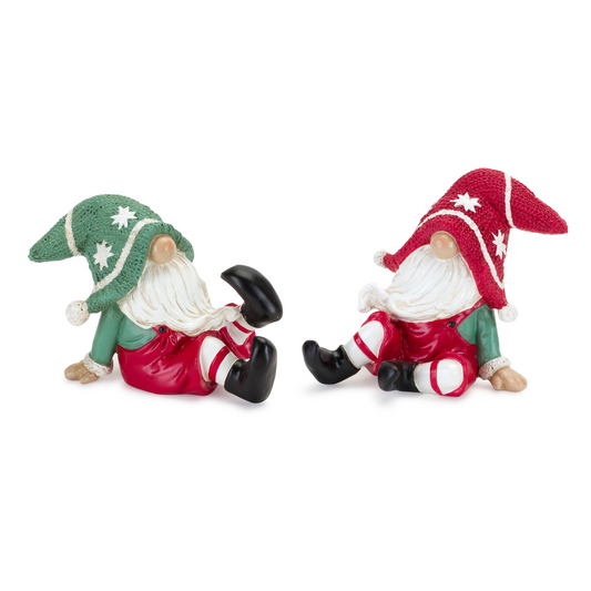 Gnome (Set of 2) 5"L x 4"H, 4.25"L x 4.25"H Resin -Ship Only